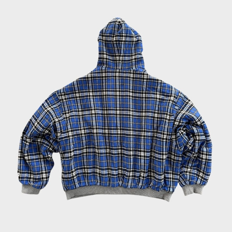 Adam™ | Sudadera reversible con capucha y estampado de cuadros oversize