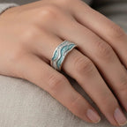 Anillo Ondas Turquesa en Plata - vista 2