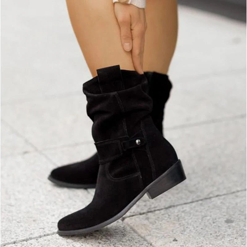 Maggie™ | Botas camperas de ante slouchy a media caña