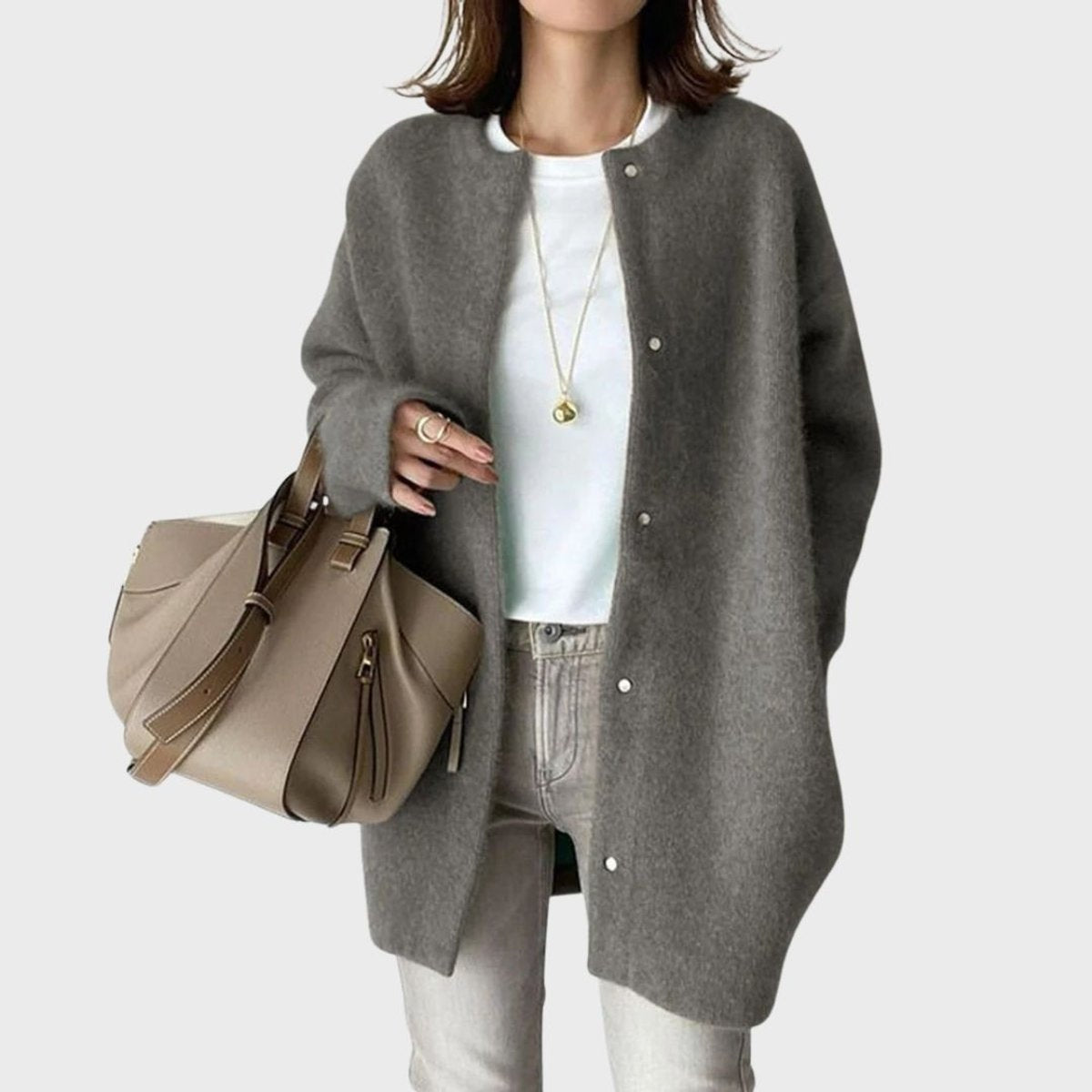 Harper™ | Cárdigan oversize de cachemira con botones de presión
