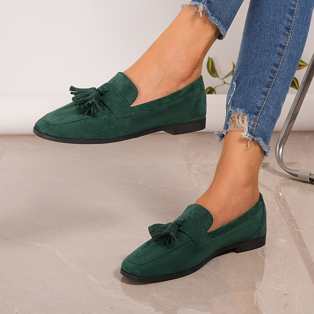 Evelyn™ | Mocasines planos de ante con borlas