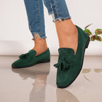 Evelyn™ | Mocasines planos de ante con borlas