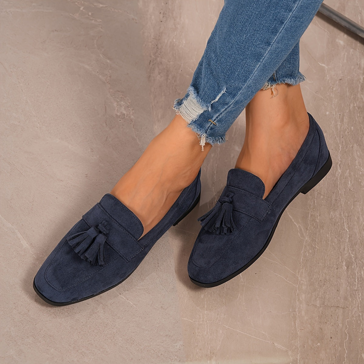 Evelyn™ | Mocasines planos de ante con borlas