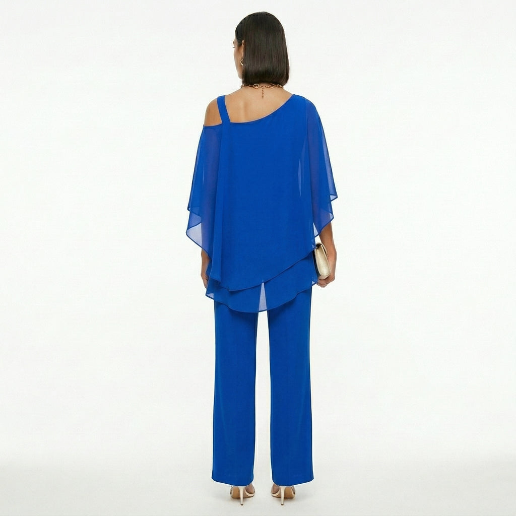 Sadie™ | Conjunto elegante de gasa con escote asimétrico