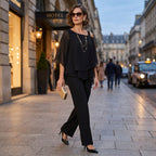Sadie™ | Conjunto elegante de gasa con escote asimétrico