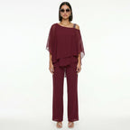 Sadie™ | Conjunto elegante de gasa con escote asimétrico