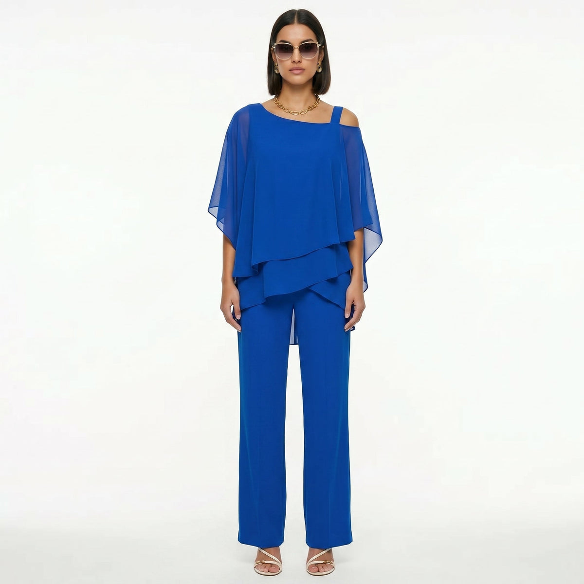 Sadie™ | Conjunto elegante de gasa con escote asimétrico