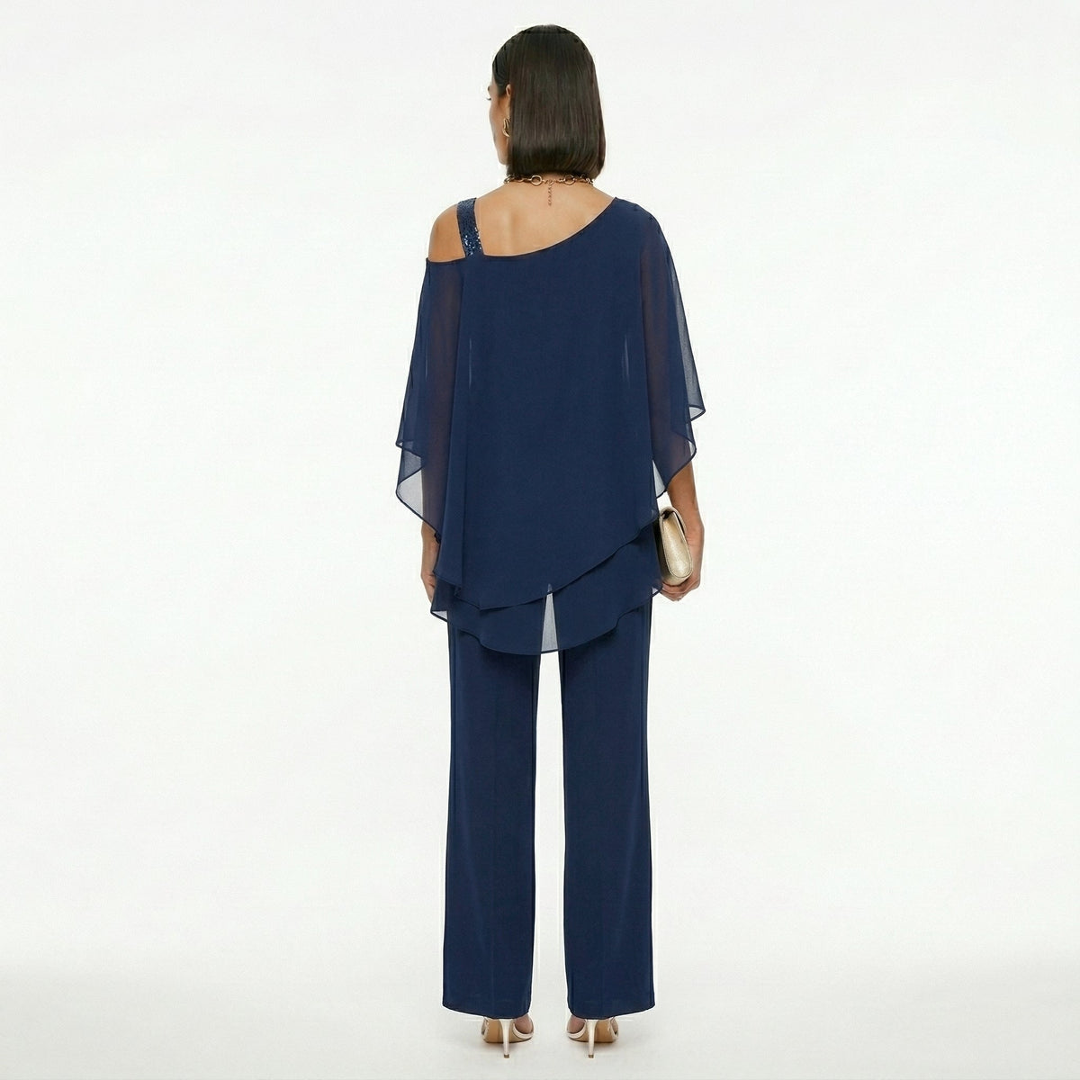 Sadie™ | Conjunto elegante de gasa con escote asimétrico
