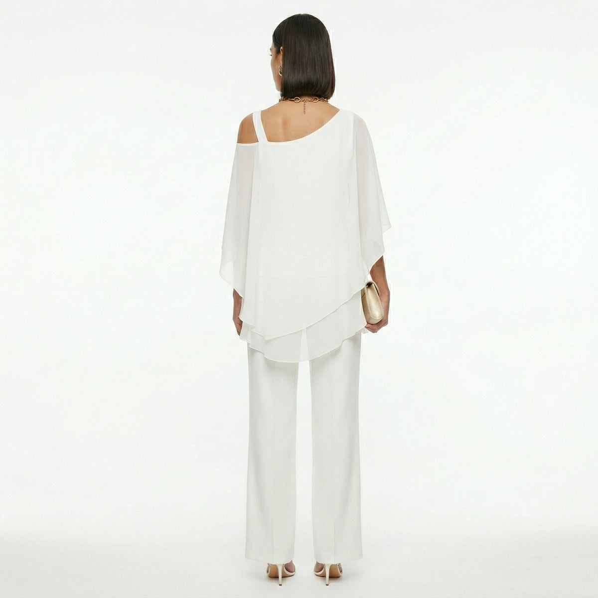 Sadie™ | Conjunto elegante de gasa con escote asimétrico