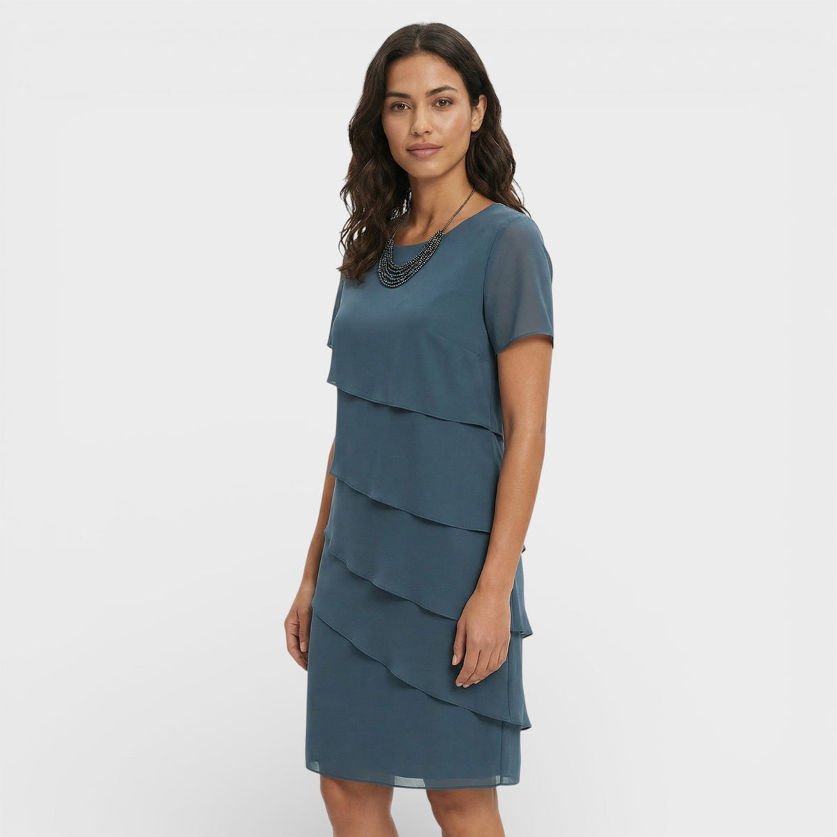 Kayla™ | Vestido midi de volantes con manga corta