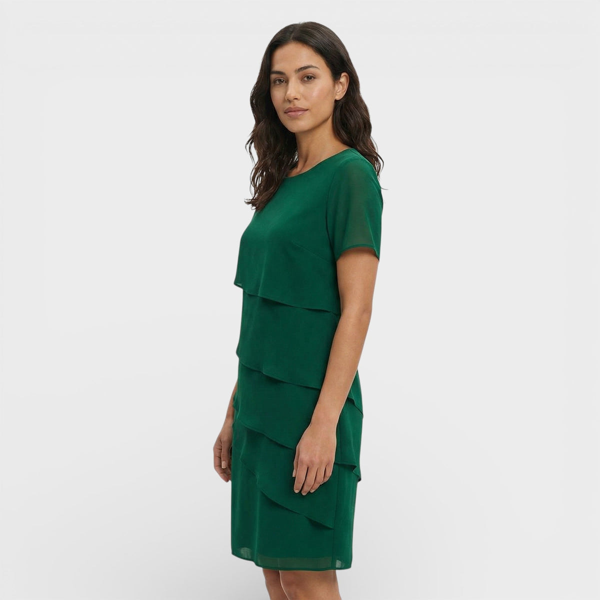 Kayla™ | Vestido midi de volantes con manga corta