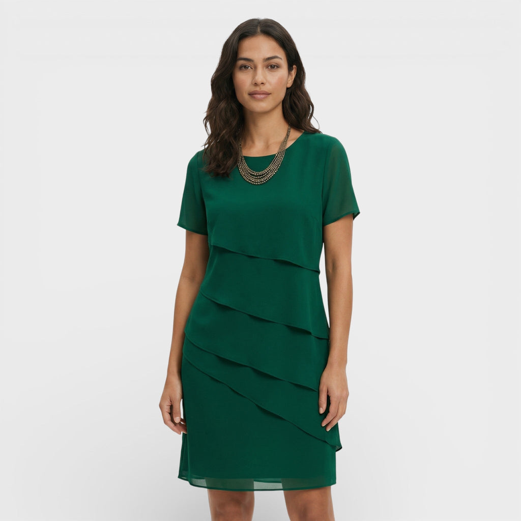 Kayla™ | Vestido midi de volantes con manga corta