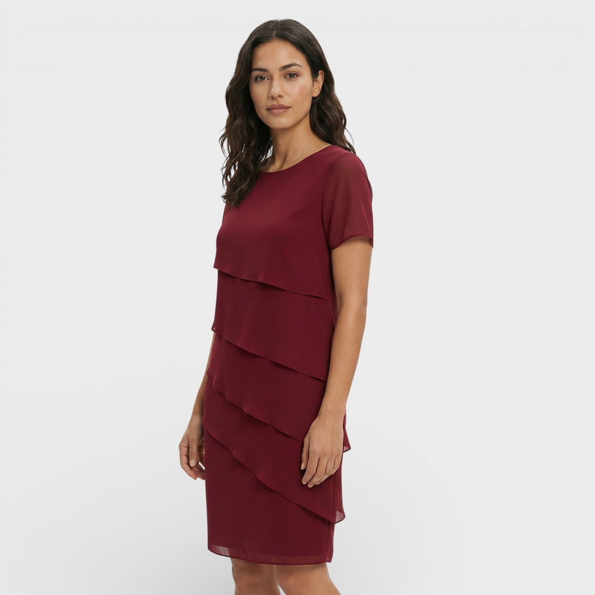 Kayla™ | Vestido midi de volantes con manga corta