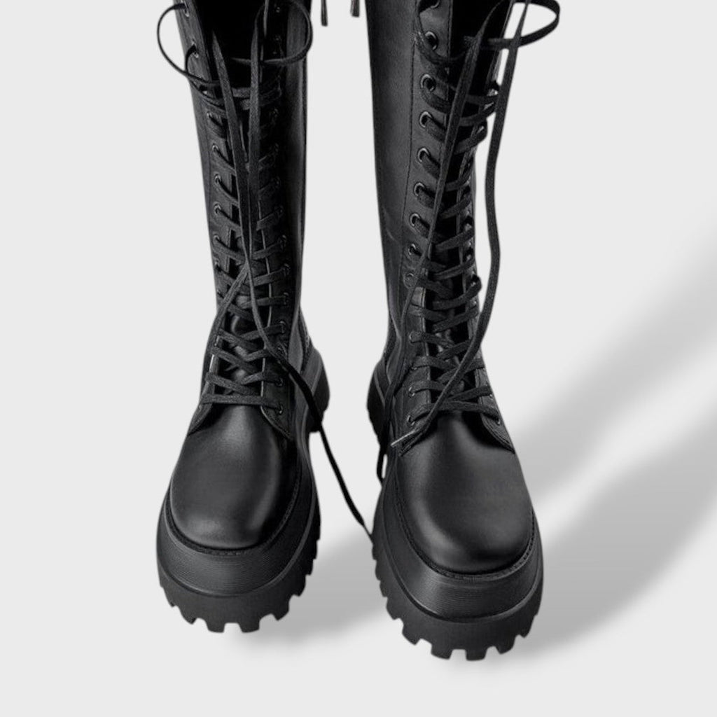 Noelle™ | Botas militares de caña alta con cordones y suela track