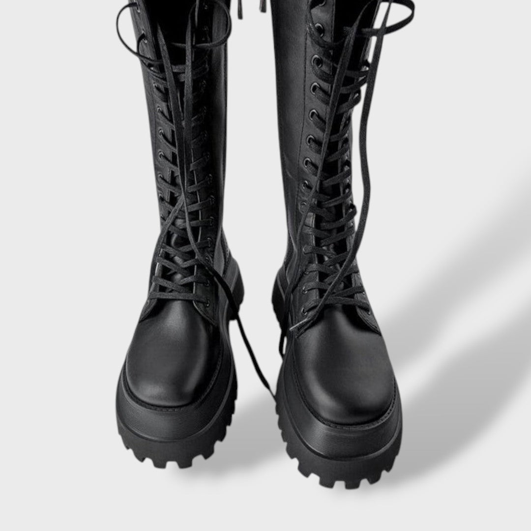 Noelle™ | Botas militares de caña alta con cordones y suela track