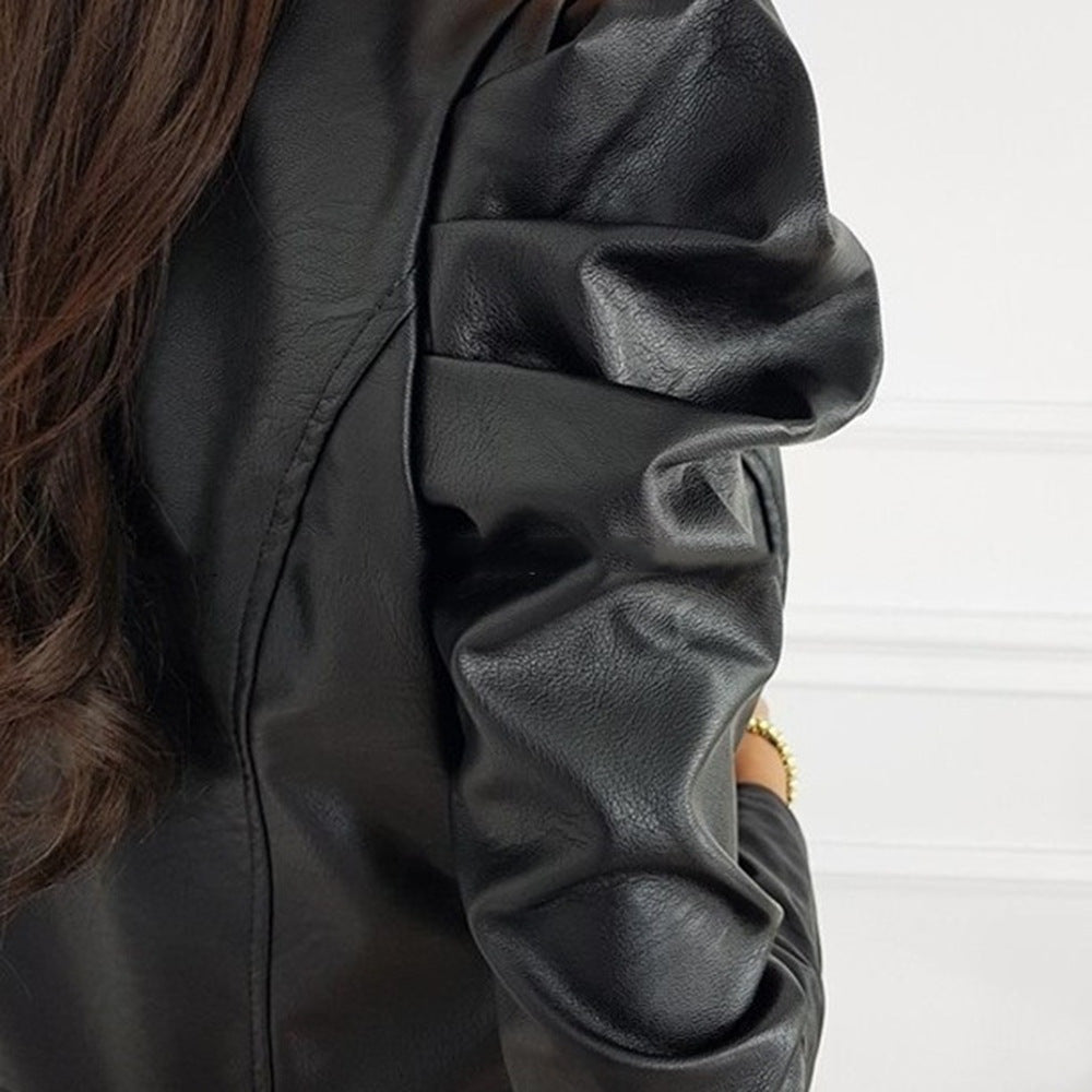 Diana™ | Cazadora biker de polipiel con mangas abullonadas