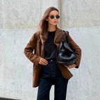 Piper™ | Chaqueta de ante de mujer con solapa y corte recto