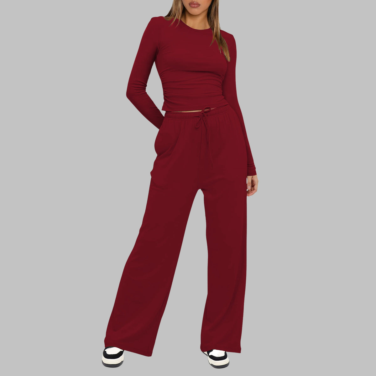 Eva™ | Conjunto de 2 piezas con top de manga larga y pantalón ancho