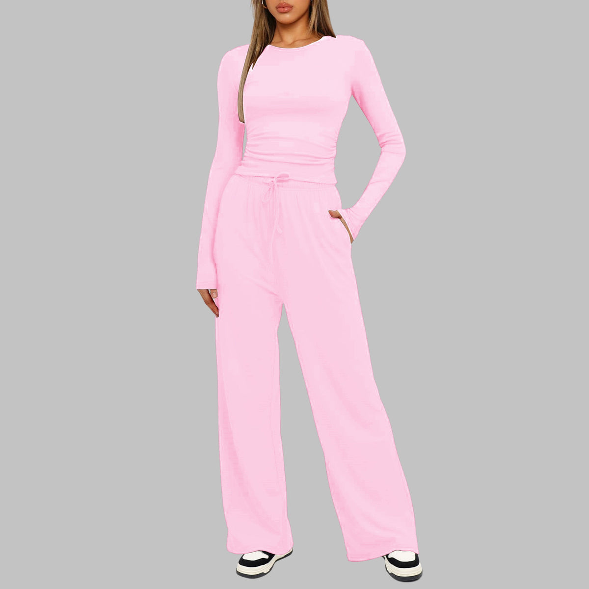 Eva™ | Conjunto de 2 piezas con top de manga larga y pantalón ancho