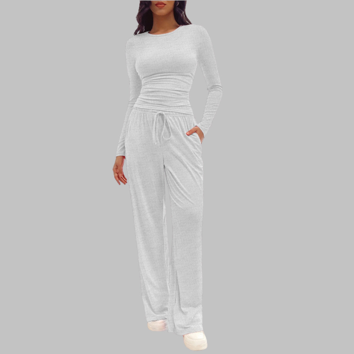 Eva™ | Conjunto de 2 piezas con top de manga larga y pantalón ancho