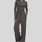 Eva™ | Conjunto de 2 piezas con top de manga larga y pantalón ancho