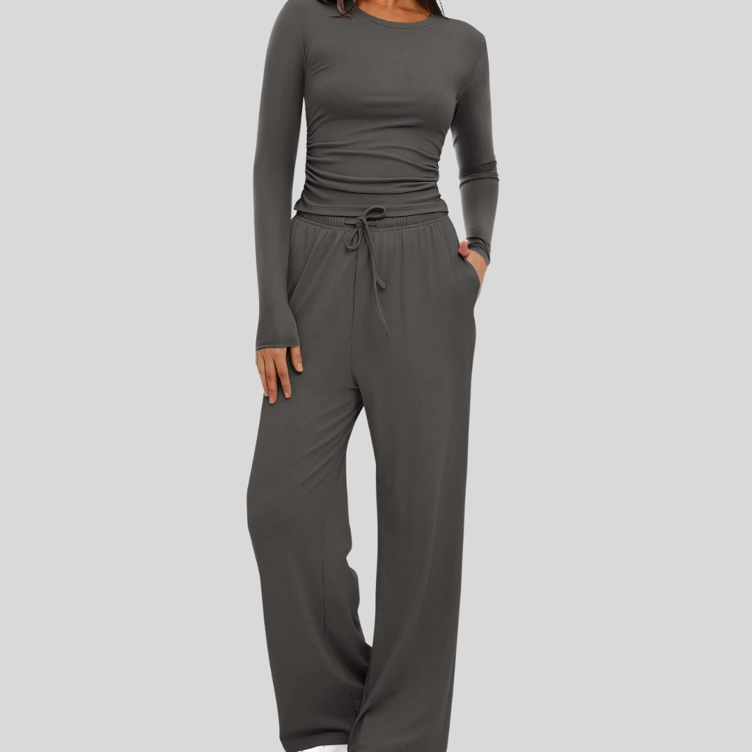 Eva™ | Conjunto de 2 piezas con top de manga larga y pantalón ancho