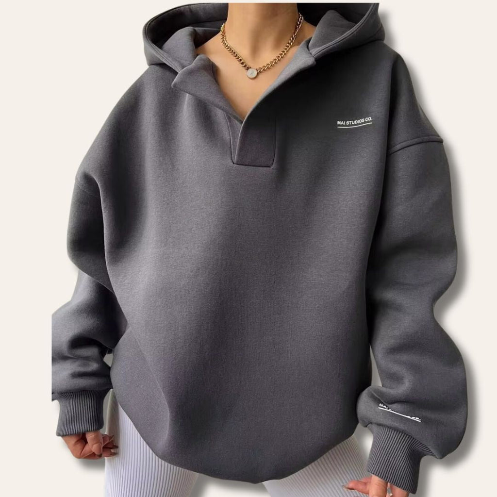 Evelyn™ | Sudadera oversize con capucha y escote en V