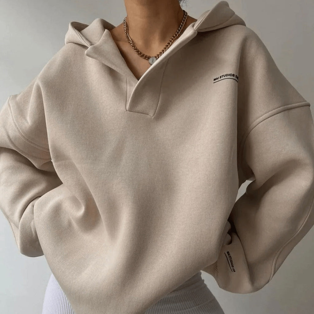 Evelyn™ | Sudadera oversize con capucha y escote en V