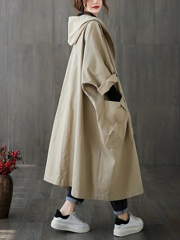 Juliana™ | Gabardina larga oversize con capucha