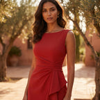 Lillian™ | Vestido midi de cóctel con volantes sin mangas