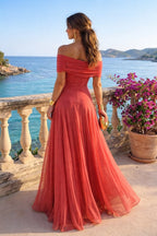 Quinn™ | Vestido largo palabra de honor con hombros descubiertos