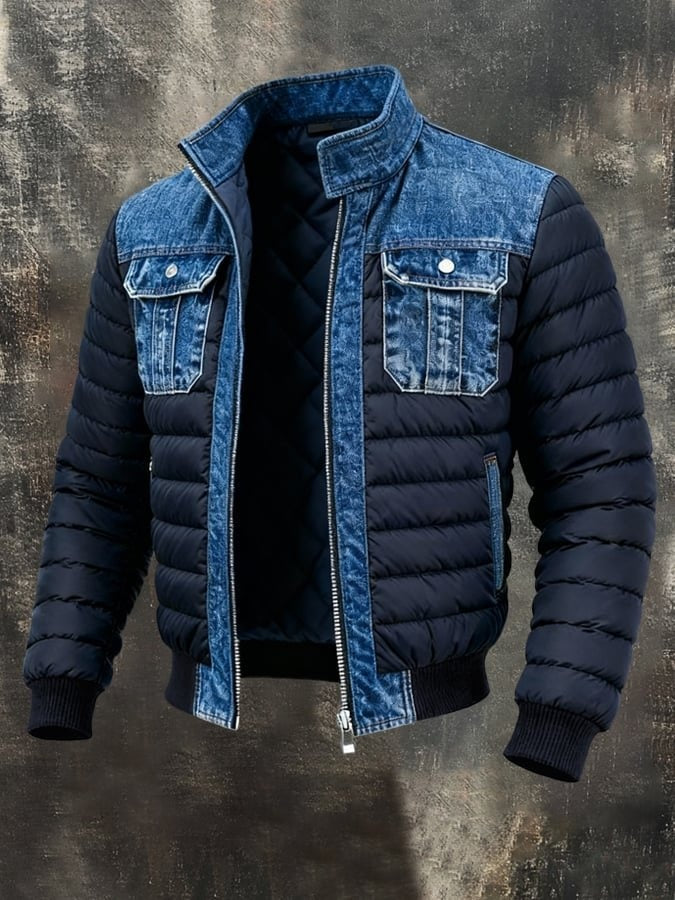 Colin™ | Cazadora bomber vaquera acolchada con puños acanalados