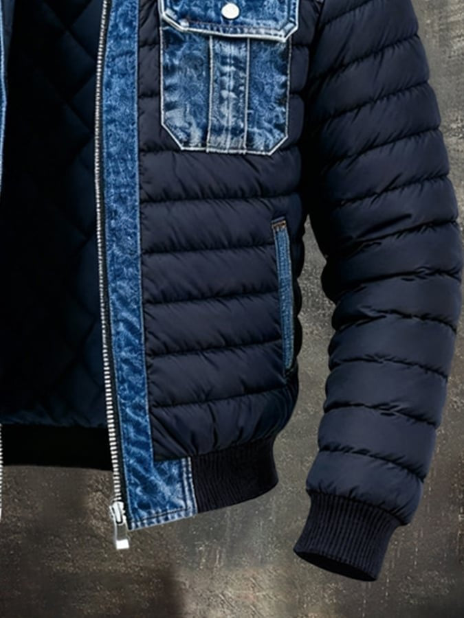 Colin™ | Cazadora bomber vaquera acolchada con puños acanalados