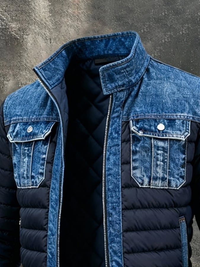 Colin™ | Cazadora bomber vaquera acolchada con puños acanalados