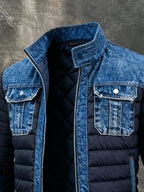 Colin™ | Cazadora bomber vaquera acolchada con puños acanalados