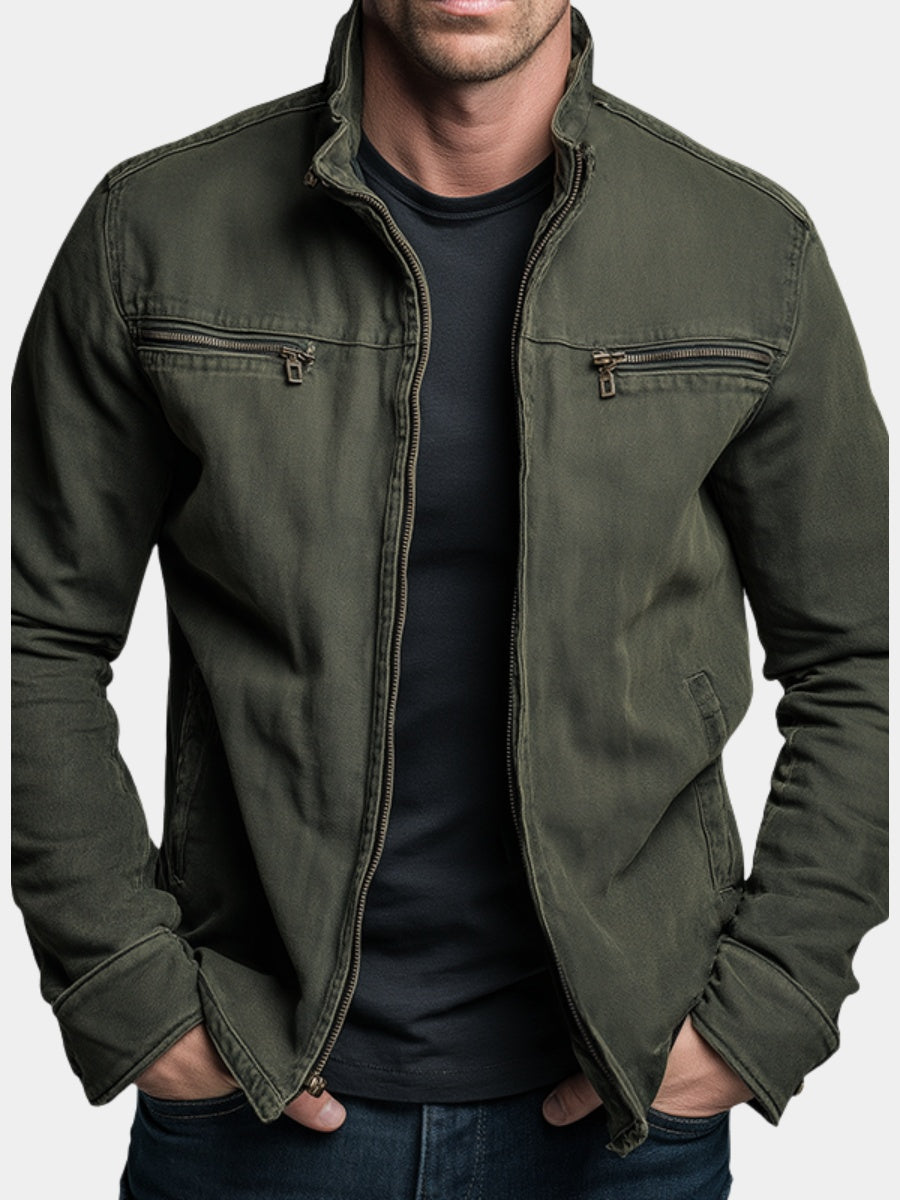 Emmett™ | Cazadora militar de algodón con cuello alzado y multibolsillos