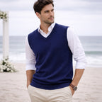 Brett™ | Chaleco de punto clásico de hombre con cuello pico