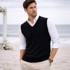 Brett™ | Chaleco de punto clásico de hombre con cuello pico