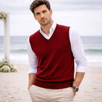 Brett™ | Chaleco de punto clásico de hombre con cuello pico