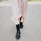 Michelle™ | Botas planas de piel con cordones y caña media