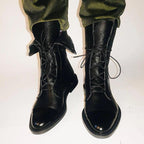 Michelle™ | Botas planas de piel con cordones y caña media