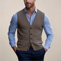 Trevor™ | Chaleco de punto con botones, cuello en V y bolsillos