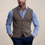 Trevor™ | Chaleco de punto con botones, cuello en V y bolsillos