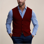 Trevor™ | Chaleco de punto con botones, cuello en V y bolsillos