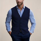 Trevor™ | Chaleco de punto con botones, cuello en V y bolsillos