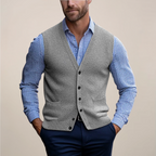 Trevor™ | Chaleco de punto con botones, cuello en V y bolsillos