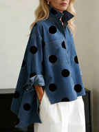 Sydney™ | Camisa vaquera oversize de lunares con manga larga
