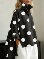 Sydney™ | Camisa vaquera oversize de lunares con manga larga