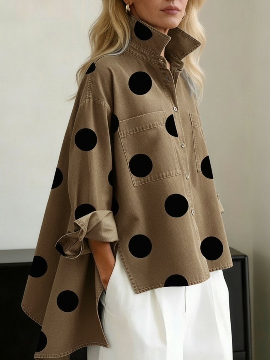 Sydney™ | Camisa vaquera oversize de lunares con manga larga