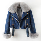 Maya™ | Chaqueta vaquera forrada con cuello de pelo sintético